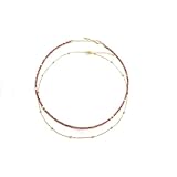 GDLKPYHS Rhodonite Beaded Necklaces for Women - 3mm Handmade Natural Stone Choker Healing Crystal Necklace Layered Gold Necklaces for Women Dainty Necklace Jewelry Gifts