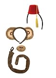 Nicky Bigs Novelties Unisex Adult Monkey in Fez Hat Kit Mini Headband Nose Tail Movie Costume Set