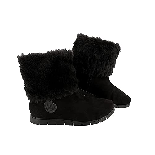 Bota Feminina Neve 100% Lã Pelo Dentro Esquimó Inverno Europa Confort AM201 Cor:3-Preto-Preto;Tamanh
