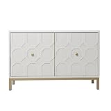 TREXD Wooden 2 Door Decorative Cabinet - White Living Room Dining Room TV Cabinet Storage Sideboard