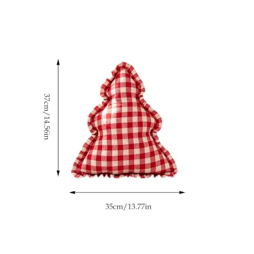 Vintage Red Christmas Tree Shaped Plaid Throw Pillows, Christmas Pillows, - image 3