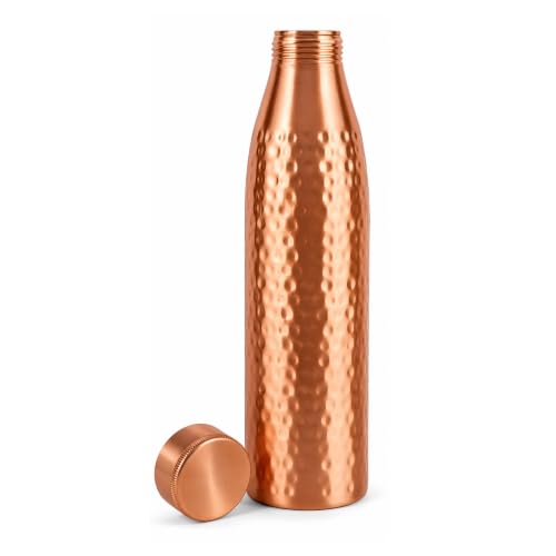 Image of Pure Copper Water Bottle 32 Oz with Carry Bag & Cleaning Brush, Wide Mouth Leak Proof Ayurvedic Drinking Bottle, Reusable Copper Bottle for Home Office Gym Travel