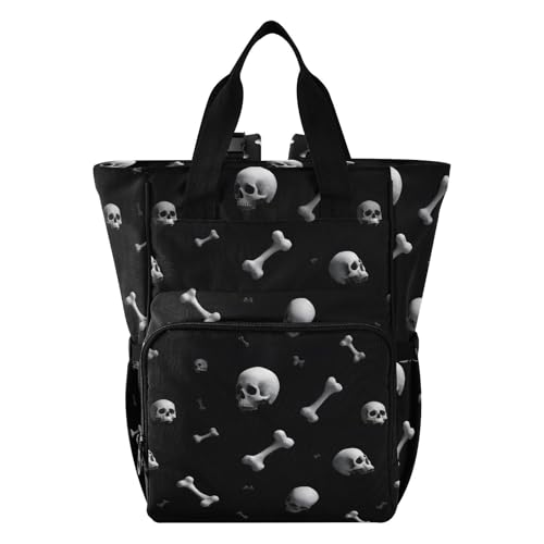 KYZSXZ Bone Skull Print Diaper Backpack