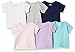 Amazon Essentials - Pack de 6 camisetas con escote americano para niño, Solid Pink, Purple & Aqua, Bebé prematuro