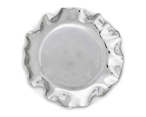 Arthur Court Carmel Pattern Modern Metal Elevated Serving Tray 9 Inch Diameter 5.5 Inch Tall #TOP1
