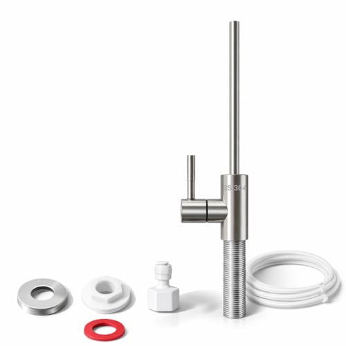 Image of IONIX SS 304 Stainless Steel RO Faucet Tap | 1 /2 Inch Thread | Compatible with 1 /4 inch & 3 /8 inch RO Pipes | Rust-Proof Undersink /Cabinet Water Purifier Tap