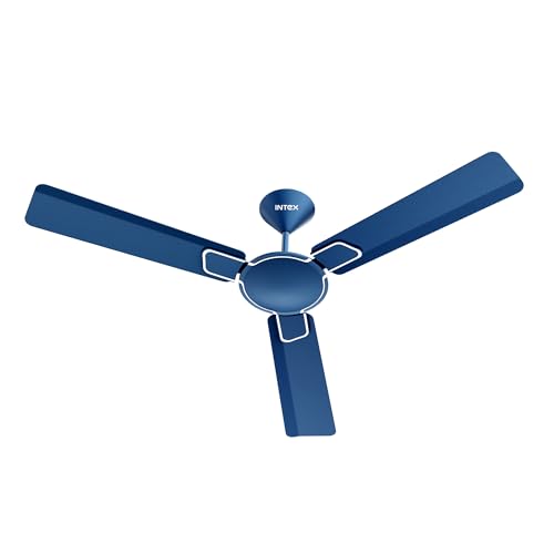 Image of Intex Opulux 1200MM Ceiling Fan 3 Blade 360 RPM | High Speed Motor 230 CMM | Air Delivery 52W Power, Anti Dust Coating Inverter Compatible | 3 Speed Control 24 Month Warranty (Night Blue)