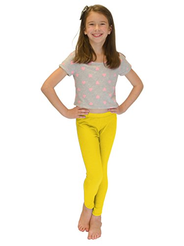 Vivian's Fashions Long Leggings - Girls, Cotton (Yellow, X-Small)