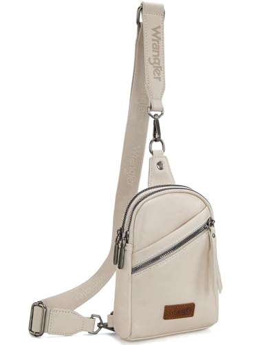 Image of Wrangler Small Sling Bag for Women, Leather Crossbody Bags Cross Body Purse Fanny Packs with Adjustable Strap for Gift