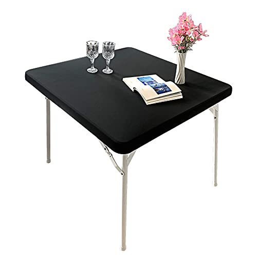 Monibana Petite Nappe carrée en élasthanne Extensible pour Table d'appoint - 61 x 61 cm - Noir