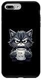 Design chat noir grognon avec la phrase humoristique EUH… NON ! Illustration drôle et sarcastique d’un chat tenant une tasse de café. Parfait pour femmes, hommes et fans de chats avec humour sarcastique. LUMOMIX