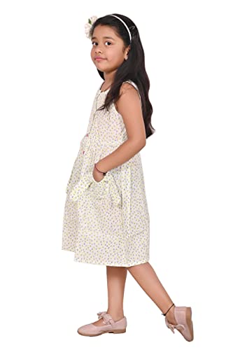 Image of minicult Kids Printed Cotton Frock Dress for Baby Girls|Comfortable Summer Wear Western Dress| Knee Length, Bachho ki Frock for Birthday, Evening Green