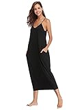 Sexy Negligee Damen: Lang Nachtkleid ist aus weichem Baumwollstoff, atmungsaktiv und bequem, feuchtigkeitsableitend und dehnbar, wird Ihre Haut kühl und gemütlich die ganze Nacht wickeln.