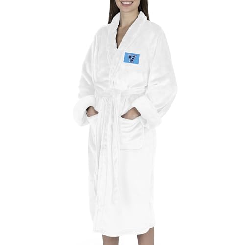 Northwest NCAA Villanova Wildcats White Out Silk Touch Bathrobe, Officially Licensed Fan Robe, Ultra-Soft Plush Polyester Lounge Wear with Shawl Collar, Belt & Pockets, Unisex, Small/Medium