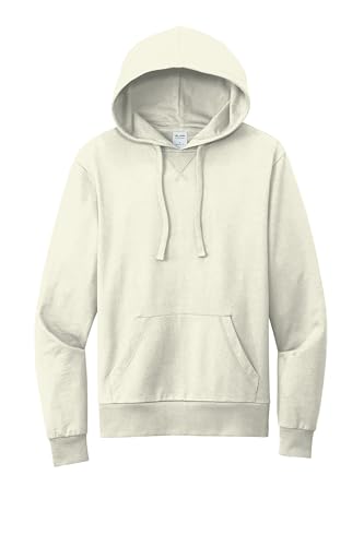 Allmade Unisex Organic French Terry Pullover Hoodie, White Sand, Medium