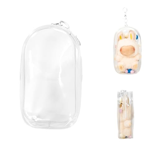ICEICE Clear Display & Storage Case for 17cm Doll – PVC Bag with Detachable Keychain for Collectible Toys and Cosmetics, Portable cases for Travel or Home Decor (7 Inches)
