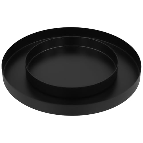 SYUTBOU 2 Stück 2 Größe Tablett Schwarz Rund, 30cm und 20cm Rundes Tablett, Dekotablett für Wohnzimmer, Küche