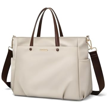 Bolsa para laptop de 38 cm, bolsa de ombro para computador grande, bolsa de trabalho para mulheres, bolsa de transporte elegante para viagem de negócios (Apricot)