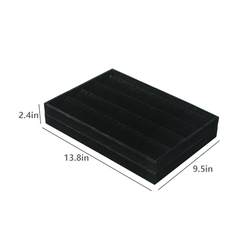 Image of Coward 2PC Black Velvet Stackable Earring Tray Drawer Jewelry Holder Organizer Box Storage Earring Display Stand for Home Drawer or Store Selling (earring+earring)