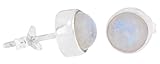 echter mondstein ohrstecker 925 Silber ERCE Regenbogenmondstein Edelsteinschmuck Ohrstecker rund, 925 Silber