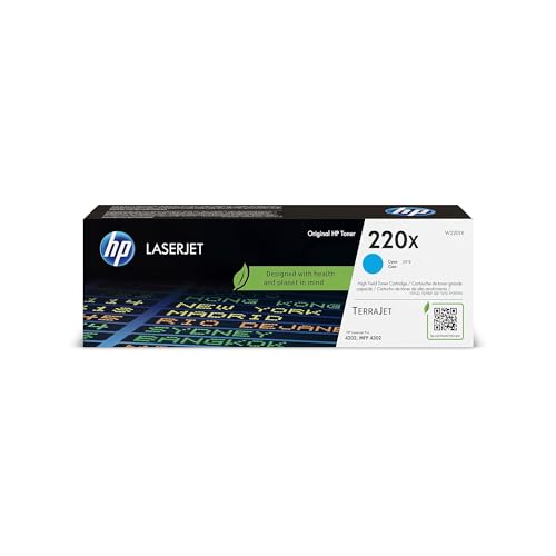 HP 220X Toner LaserJet Cyan Authentique pour imprimante Color LaserJet Pro 4202dn/4202dw Color LaserJet Pro MFP 4302dw/4302fdn/4302fdw