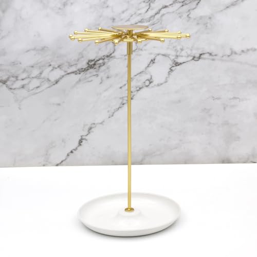 Présentoir à bijoux avec base circulaire pour colliers et boucles d'oreilles - 4