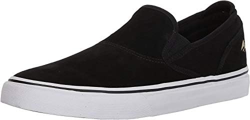 Emerica Men's Wino G6 Slip-ON Skate Shoe, Black/White/Gold, 11 Medium US