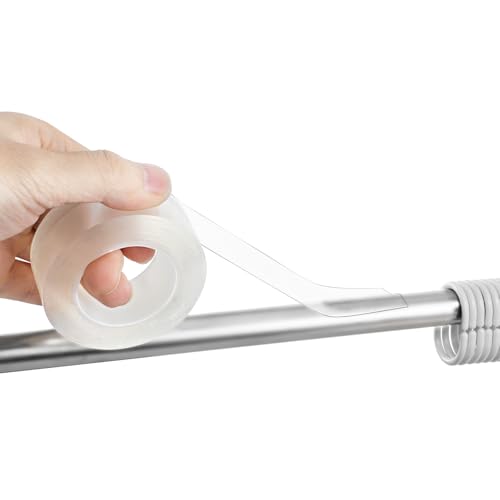 XLIUAX Curtain Rod Slide Smooth Tape Clear Shower Curtain Rod Cover Silent Curtains Ring Sliding Tape for Living Room Bathroom Shower Curtains Rods Smooth Sliding Noise Reduction 1.2IN*16FT
