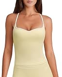 OMKAGI Sports Bras for Women Cute Sweetheart Neck Workout Tank Tops Open Back Yoga Bra Top(XS, 546-Baby Yellow)