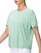THE GYM PEOPLE Women's Short Sleeve Workout T-Shirts Back Loose Fit Running Yoga Tee Tops Light Green