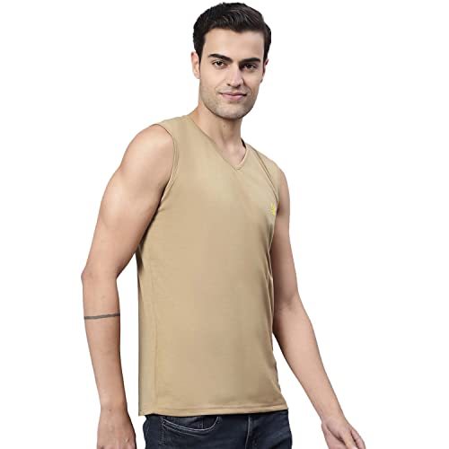 Image of Mack Jonney Regular Fit Cotton Solid Gym Vest for Men-V SL ANTHRA 01-P