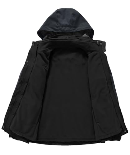 YSENTO Damen 3-in-1 Skijacke Winter Fleecejacke wasserdichte Winddichte Warme Funktions Outdoor Softshell Jacke mit Abnehmbarer Kapuze(Schwarz,L)