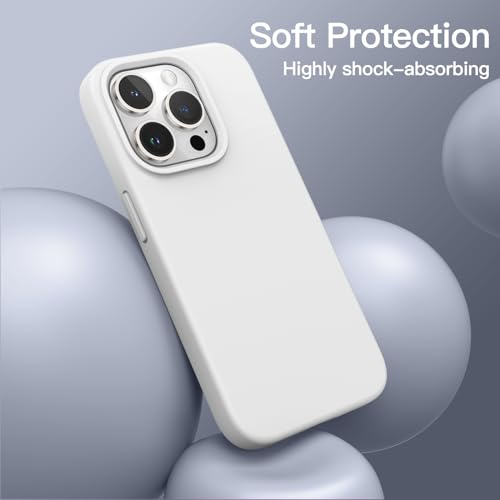 Image of JETech Silicone Cover Case for iPhone 15 Pro 6.1-Inch, Silky-Soft Touch Full-Body Protective Phone Case, Shockproof Cover (White)