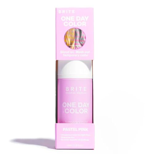 Brite One-Day Hair Color Mousse - Pastel Pink - Perfect For Lighter Hair with Mess-Free Application - Temporary Hair Color Dye (Pastel Pink, 3.38 Fl Oz)