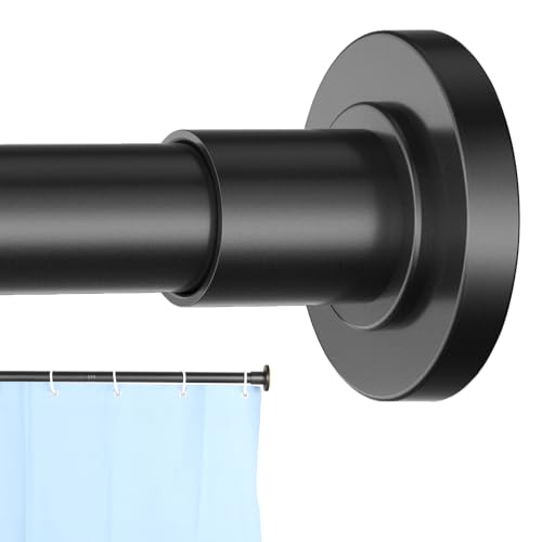 Image of CorkLatta Black Shower Curtain Rod 31 to 104 Inch,1 Inch Diameter Adjustable Spring Tension Curtain Rod No Drilling Stainless Steel Telescoping Rod,No Rust