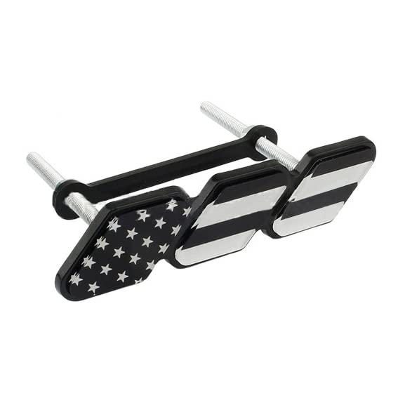 Image of Tri-Color Grille Badge Emblem Decoration Accessories Car Truck Label Compatible for Tacoma 4Runner Tundra Sequoia Rav4 Highlander (Black Flag)