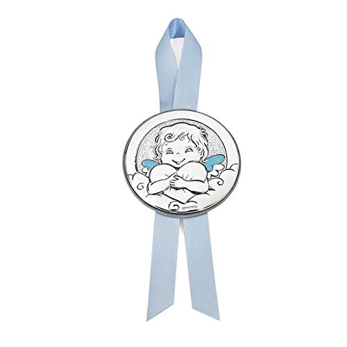 Medalla de Cuna Ángel con corazón de Pedro Durán azul