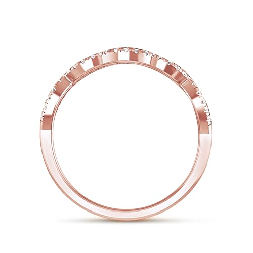 Contour Guard Wedding Band for Women, Round Natural Diamond Stackable Band Ring for Her in 14K Gold Over Sterling Silver (0.10 Ctw)2