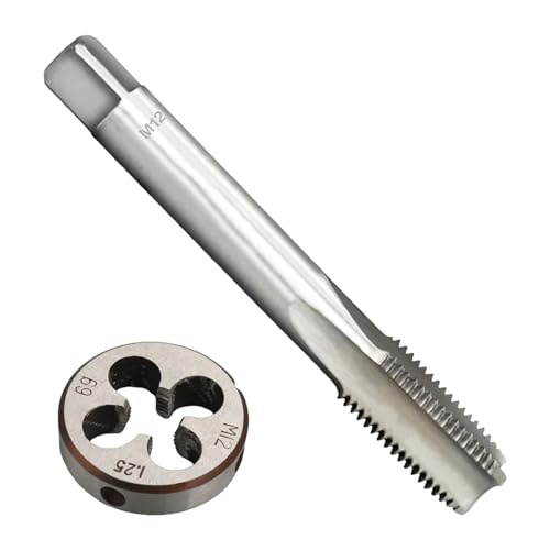 M12 x 1.25 Metric Thread Tap and Die Set M12 x 1.25mm High-Speed Steel Machine Tap and Die Set Right Hand Thread Tap and Round Thread Die