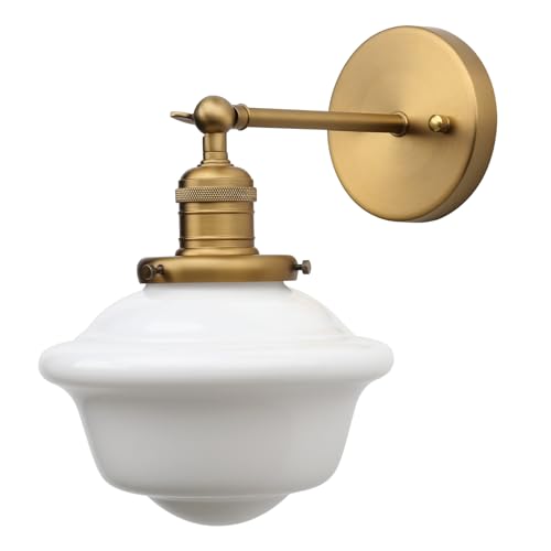 Pathson Modern Wall Sconce, Milk White Bathroom Vanity Light Fixture,