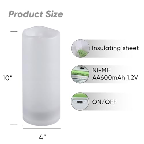 Image of Homemory Large Solar Candles Outdoor Waterproof, 4 inchx10 inch, Dusk to Dawn, Solar Powered Flameless Candles for Outdoor, Lanterns