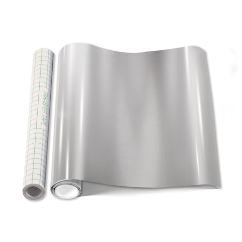 Srunffe Permanent Vinyl Roll,Adhesive Vinyl for Cricut,Adhesive Decal Rolls - Easy to Cut & Weed(Silver 12