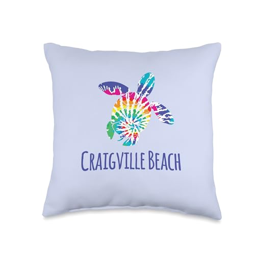 Craigville Beach Coastal Tie Dye Batik Loggerhead Turtle Throw Pillow