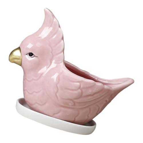 Didiseaon Ceramic Succulent Planter Flowerpot in Pink for Nursery Production and Garden Decoration, Cartoon Animal Style Flower Container Suitable for Succulent Plants
