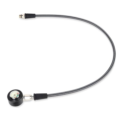 CashMuch Medidor de presión de buceo con manguera tejida de fibra de carbono, rosca 7/16-20UNF, esfera luminosa, presión máxima de 300 bares, longitudes de 15/65/80 cm