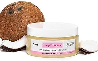 Simple Sugars Coconut Body Cleansing Exfoliating Moisturizer - Formulated for Sensitive Skin, Eczema, Dry Skin, Psoriasis