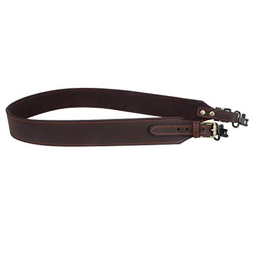 Tourbon Genuine Leather Rifle Shotgun Gun Sling Carrying Shoulder Strap Adjustable 93.5Cm With Swivels #TOP5