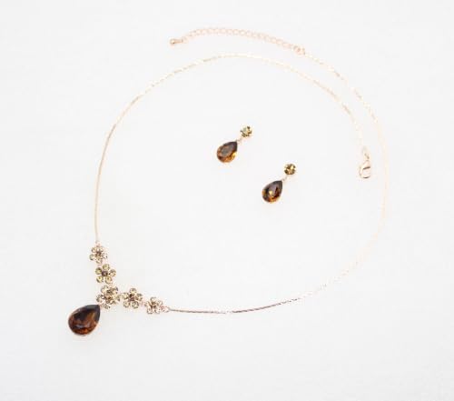 Image of Faship Gorgeous Rhinestone Crystal Floral Necklace Earrings Set