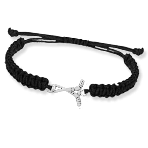 Sportybella Ice Hockey Pulsera, Hockey Jewelry Regalos, para Jugadores de Hockey, Equipos y Entrenadores, Negro