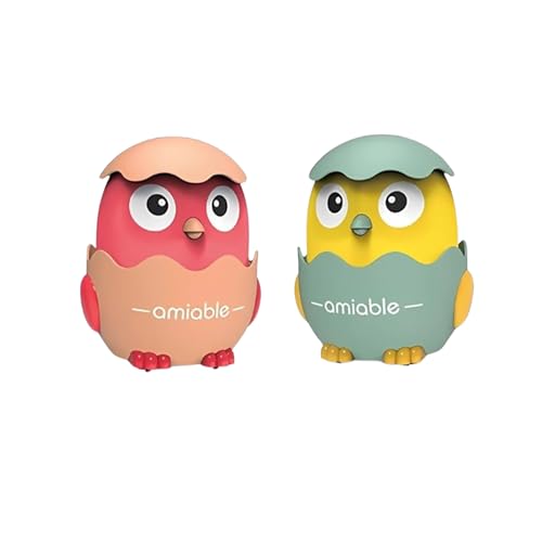 Image of Crackles Press & Go Chick Toy for Babies & Toddlers - Cute Cartoon Push and Go Animal Car - Battery-Free Mini Toy for Early Play - Multicolor - Pack of 2